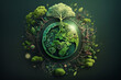make this title attractive to people or buyers: Illustration of planet Earth thriving with lots of greenery and leaves, eco, green, health, world health day. Ai generative.