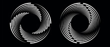 Spiral With White Speed Lines As Dynamic Abstract Vector Background Or Logo Or Icon. Artistic Illustration On Black Background.
