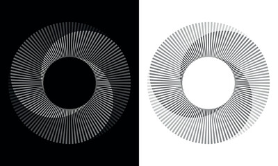 Wall Mural - set of circles with lines. lines in one color with different opacity. black spiral on white backgrou