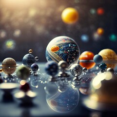 Wall Mural - tilt-shift professional photography of solar system Generative AI