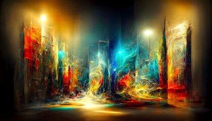 Wall Mural - colorful light on piller