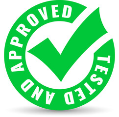 Poster - Tested and approved vector tick icon, quality control mark