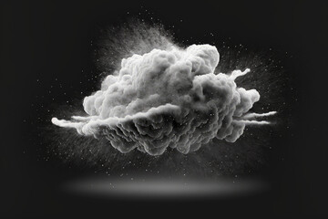 Sticker - White powder cloud splash abstract design on a dark background. Generative AI