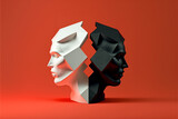 Fototapeta  - Dualizm ludzkiej natury - dwie twarze, Dualism of human nature - two faces - AI Generated