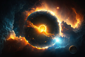 Wall Mural - fantastic space with planets and constellations in the starry sky. generative ai