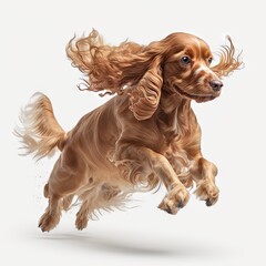 Canvas Print - a cocker spaniel running on a white background