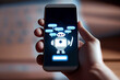 © surassawadee - Artificial intelligence ai chat bot idea hands holding a phone against a blurred abstract background chatbot providing website support