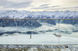 Schönes Winterpanorama im Skigebiet Wildkogel bei Bramberg in Österreich. Mit Blick von einer Terrasse auf den Grossvenediger.