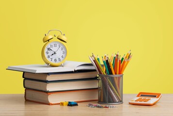 Poster - School accessories stationery on office desk