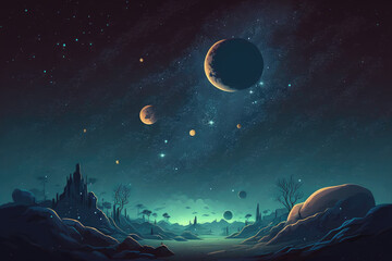 Wall Mural - night starry sky,deep space and stars image. generative ai