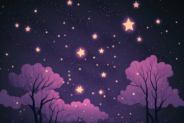 Wall Mural - stars in the night sky,purple background. generative ai