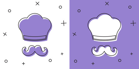 Sticker - Set Italian cook icon isolated on white and purple background. Vector