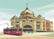 Digital illustration of Flinders street station, Melbourne.