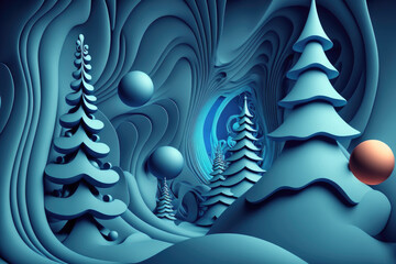 Sticker - a blue abstract background. The Christmas season. Generative AI