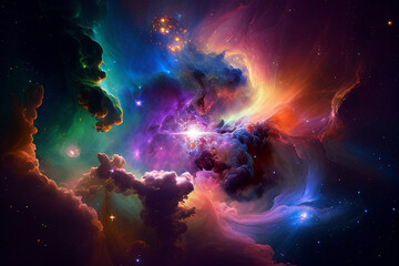 Wall Mural - stars space colorful galaxy illustration generative ai