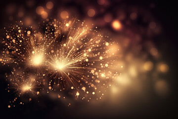 Wall Mural - New Year's Eve bokeh, vintage gold fireworks, and copy space. holiday with an abstract backdrop. Generative AI