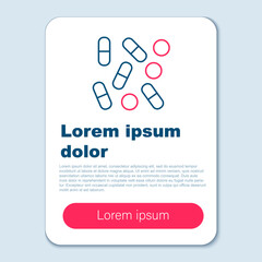 Canvas Print - Line Medical pill bottle biohacking icon isolated on grey background. Pharmacy biohacking. Colorful outline concept. Vector