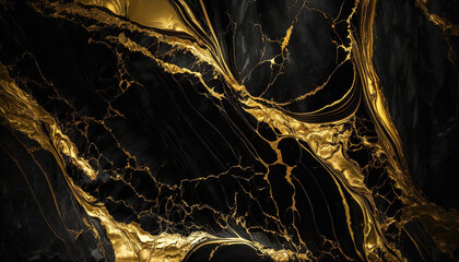 Marble texture, black and gold - background, glitter, abstract