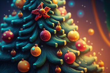 Poster - the Christmas tree in close up. Generative AI