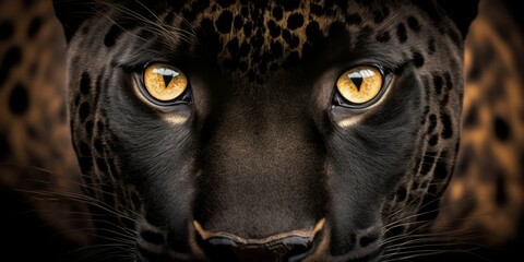 Wall Mural - Close up photo of a panther - created with generative AI technology