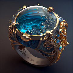 Wall Mural - Ocean Themed Ring, Concept, AI