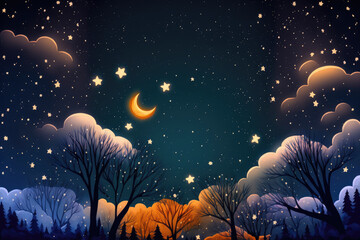 Wall Mural - night sky with lot of shiny stars. generative ai