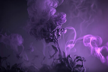 Wall Mural - Fantastical and colorful artistic smoke in shades of purple. Generative AI illustration