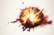 Sparks fly in a realistic fireball explosion against a white background. Generative AI