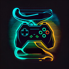 neon video game controller icon