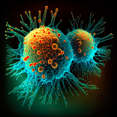 Wall Mural - cells attacking cancer cells. created with ai generation tools