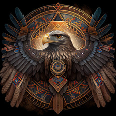 Wall Mural - spiritual shamanic eagle. ai generated