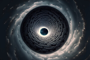 Wall Mural - space travel theory, funnel shaped tunnel that could link different universes, cosmic wormhole. gene