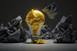 © 2rogan - Inspirational idea metaphor of crumpled paper light bulb. Generative AI