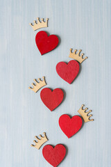 Canvas Print - crowned hearts on blue paper