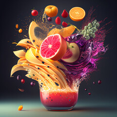 Wall Mural - fruits and juice whirl