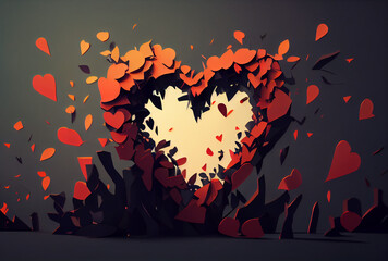 Wall Mural - Valentine's day open heart 