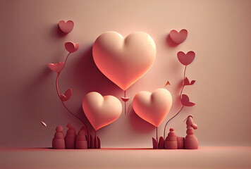 Wall Mural - valentines background with hearts