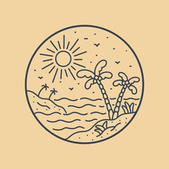 Wall Mural - Summer beach vibes and coconut tree. Design for t-shirt, badge, sticker, etc