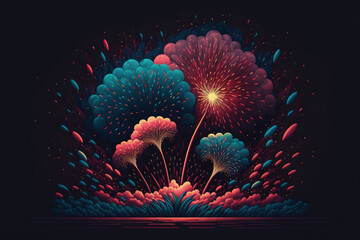 Canvas Print - Fireworks display on a dark background. Generative AI