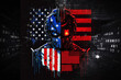 Flags of USA - China - Relations - Conflict - Cyber attack. Generative AI