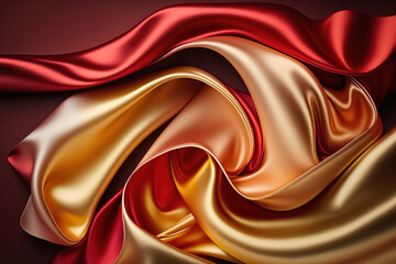 Canvas Print - A beautiful Christmas background, a liquid wave of satin velvet material, an attractive wallpaper design, or an abstract background with wavy folds of silk texture. Generative AI