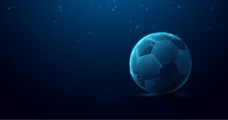 Aufkleber - Low poly wireframe football, the soccer ball. Vector illustration