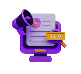 Wall Mural - 3d seo and marketing illustration with megaphone icon for business analyst and web analyst