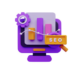 Wall Mural - 3d seo and marketing illustration with chart icon for business analyst and web analyst