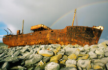 The Wreck Of The Freighter Plessey High On The Rocky Shore Of Inisheer, Smallest Of The Aran Islands In County Galway, Ireland