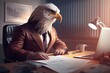 Eagle Wage Earner In An Office Setting Generative AI