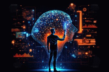 Wall Mural - big data technology and data science. data scientist querying, analysing and visualizing complex dat