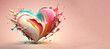 Valentine's Day Heart with Abstract Flowing Liquid Graphic  Art Illustration Graphic Banner- Generative AI