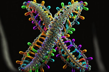 Sticker - DNA and chromosome structure. Generative AI