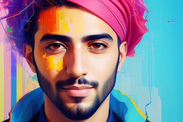 Wall Mural - a painting portrait of a Arab male Architect in outfit - Generative AI, fictitious person